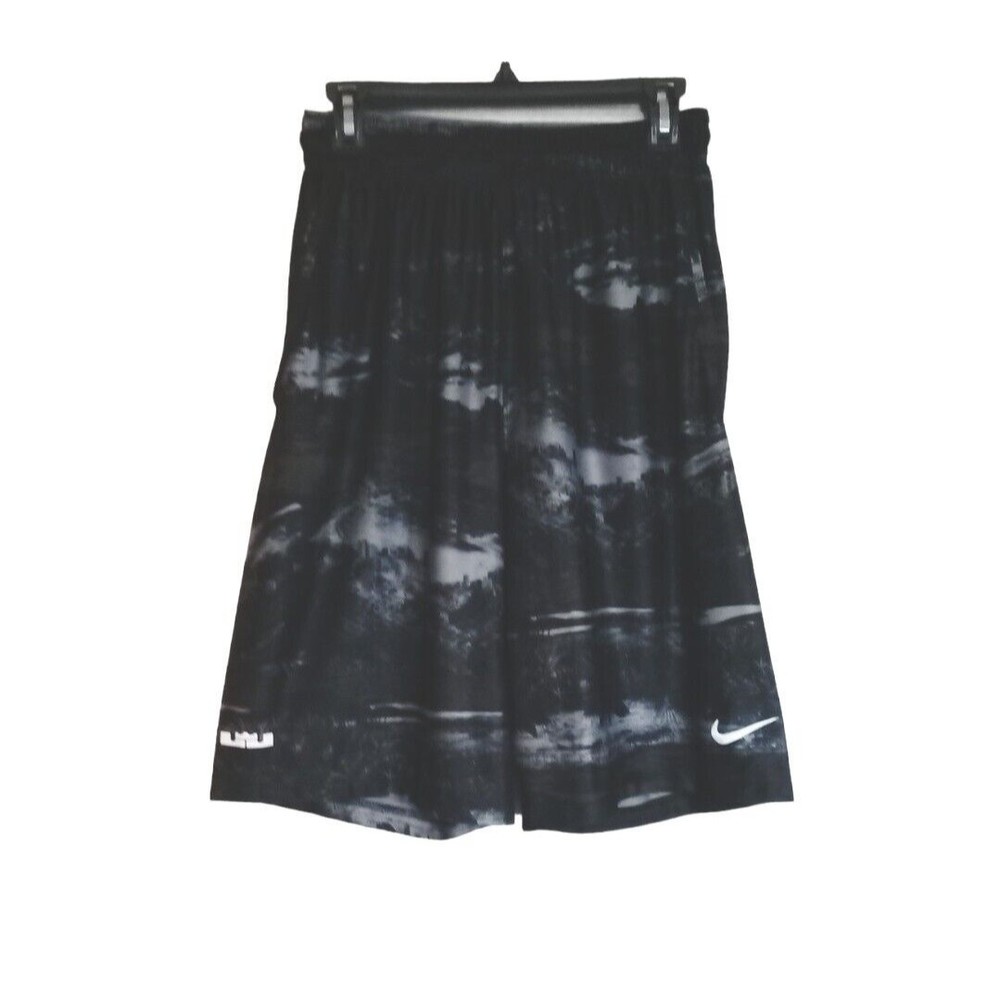 Nike Shorts Adult Medium Black Gray Brown Drifit Graphic Drawstring Mens